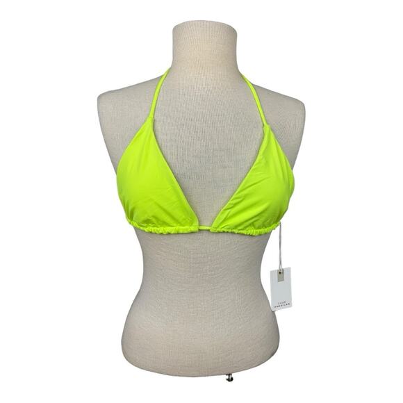 Good American Tiny Ties Triangle Bikini Top in Matte Electric Lime Size 3 (Lrg) - Picture 2 of 7